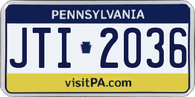 PA license plate JTI2036