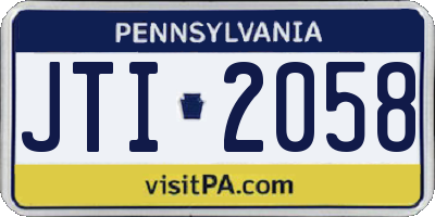 PA license plate JTI2058