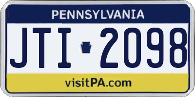 PA license plate JTI2098