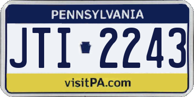 PA license plate JTI2243
