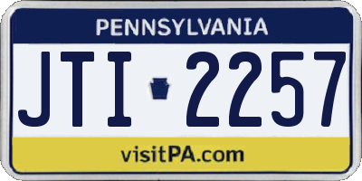 PA license plate JTI2257