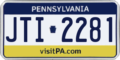PA license plate JTI2281