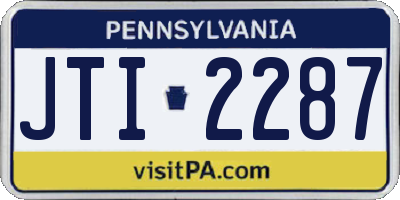 PA license plate JTI2287