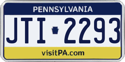 PA license plate JTI2293