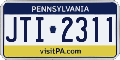 PA license plate JTI2311