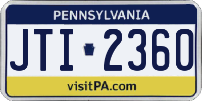 PA license plate JTI2360