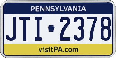 PA license plate JTI2378