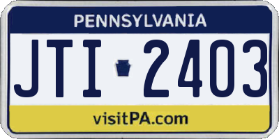 PA license plate JTI2403