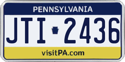 PA license plate JTI2436