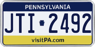 PA license plate JTI2492