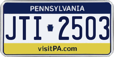 PA license plate JTI2503