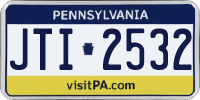 PA license plate JTI2532
