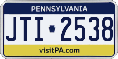PA license plate JTI2538