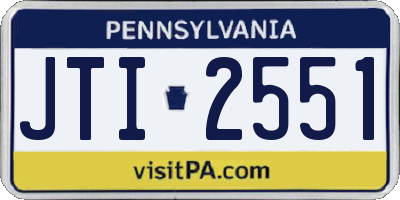 PA license plate JTI2551