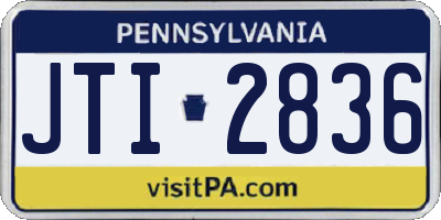 PA license plate JTI2836