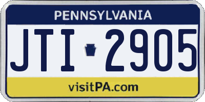 PA license plate JTI2905