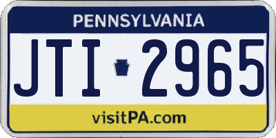 PA license plate JTI2965