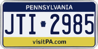 PA license plate JTI2985