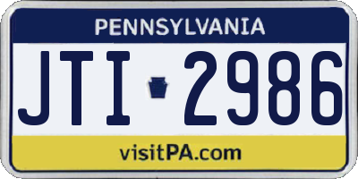 PA license plate JTI2986