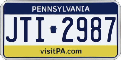 PA license plate JTI2987