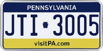 PA license plate JTI3005