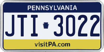 PA license plate JTI3022