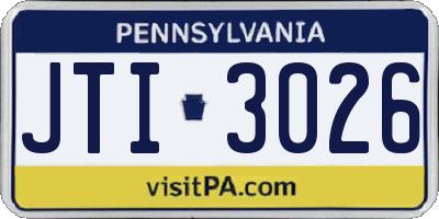 PA license plate JTI3026