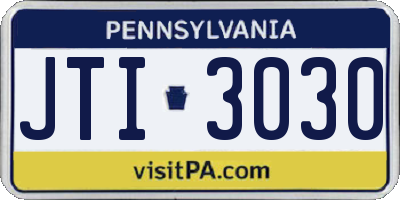 PA license plate JTI3030
