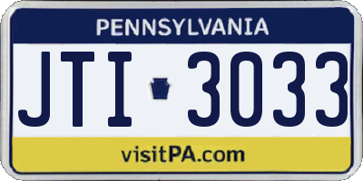 PA license plate JTI3033
