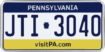 PA license plate JTI3040