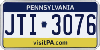 PA license plate JTI3076