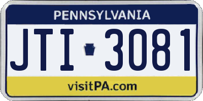 PA license plate JTI3081
