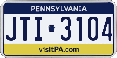 PA license plate JTI3104