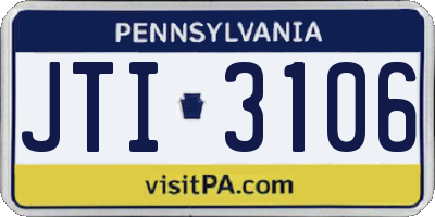PA license plate JTI3106