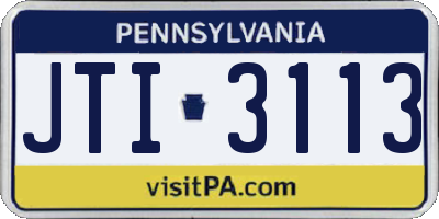 PA license plate JTI3113