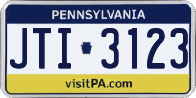 PA license plate JTI3123