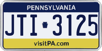PA license plate JTI3125
