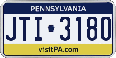 PA license plate JTI3180