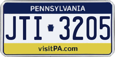 PA license plate JTI3205