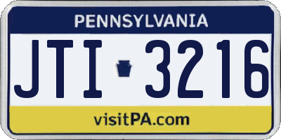 PA license plate JTI3216