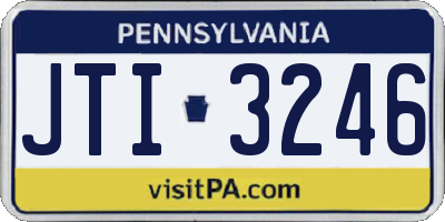 PA license plate JTI3246