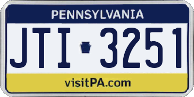 PA license plate JTI3251