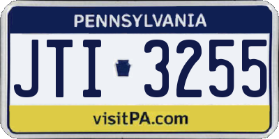 PA license plate JTI3255