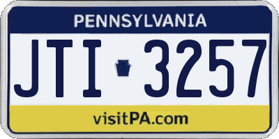 PA license plate JTI3257