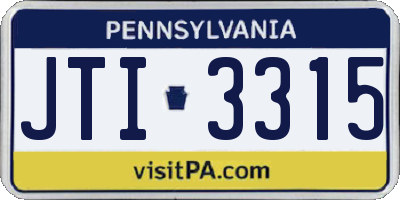 PA license plate JTI3315