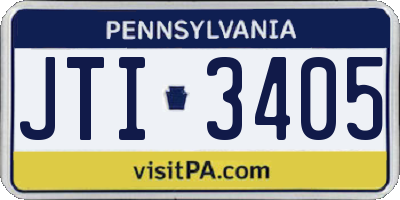 PA license plate JTI3405