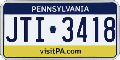 PA license plate JTI3418