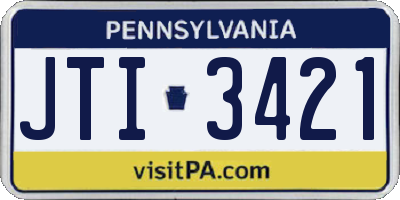 PA license plate JTI3421