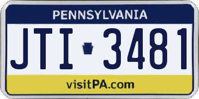 PA license plate JTI3481