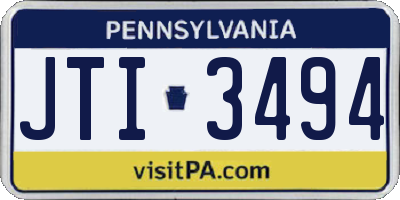 PA license plate JTI3494